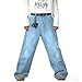 qcdyrxf Mens Wide Leg Baggy Jeans Y2k Casual Fashion Loose Denim Pants Work Office Streetwear Jorts Light Blue