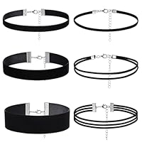 TIESOME 6 Stück Schwarzes Choker Set Für Damen, Schwarzes Samt Set Mehrlagige Klassische Choker Halskette Verstellbare Schwarze Gothic Halskette Für Damen Tanzen Halloween Geburtstagsparty