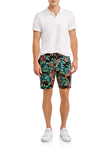 Floral Black Above The Knee Stretch Flat Front Shorts - 32