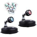 LEASTYLE Wireless Spotlight Indoor,Battery Operated Grow Light for Plants with Remote, LED Cordless Dimmable Picture Lights for Wall Paintings Artwork Display(2 Pack)