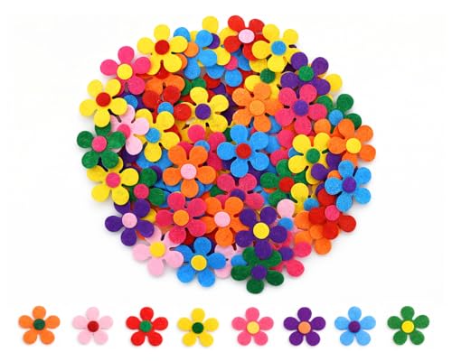 DS. DISTINCTIVE STYLE 120 Pcs Felt Flowers Fabric Flowers Embellishments for Crafts 1.1inch Assorted Colors Mini Flowers Felt Stickers Flowers for Crafts DIY