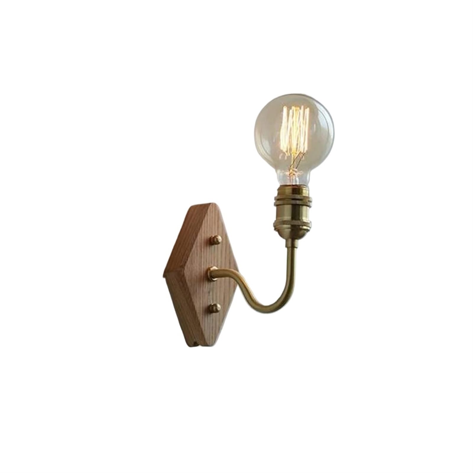 ASerZenith Led Wall Sconce, Wood Wall Light Vintage Copper Gooseneck Wall Lamp, Lighting Fixtures E27