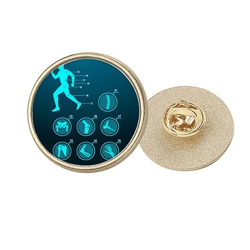 Broche structure humaine ronde, le cadeau idéal en métal doré
