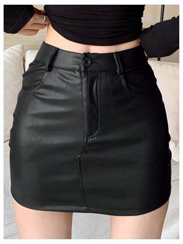 Milumia Women's Faux Leather Mini Skirt High Waist Bodycon Going Out Short Skirts2