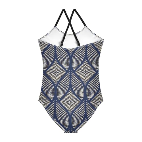 Dark Blue Abstract Girl's Swimsuit 1 Piecing Kids Bathing Suit Girl Toddler Swim Suit for Girls2