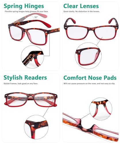 Image of Eyekepper Classic Vintage Style Reading Glasses Tortoise /Red +2.00