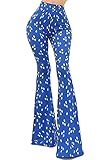 Vivicastle Women's USA Boho Solid Hippie Wide Leg Flared Bell Bottom Pants (BP66, Multi, Large)