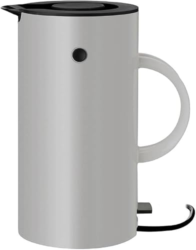 Stelton EM77 Electric Kettle (UK), 1.5L, Light Grey, Iconic Danish Design, Cableless, Removable Limescale Filter, Dry Boil Safety, Space-Saving Base, Erik Magnussen