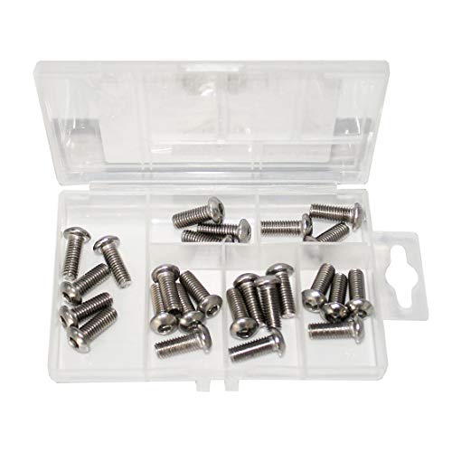 Image of Fullerkreg Button Head Hex Drive Screw Passivated 18-8 Stainless Steel, M12 x 1.75 mm Thread, 20mm Long,Packs of 5