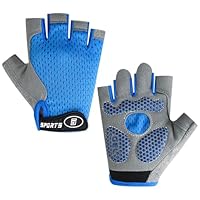 Kinder-Sporthandschuhe, Rutschfeste, Atmungsaktive Handschuhe, Handflächenschutz, Eisseide, Elastisches Mesh, Geeignet zum Radfahren, Spielen, Rollschuhlaufen und für Andere Sportarten (Blau, M)