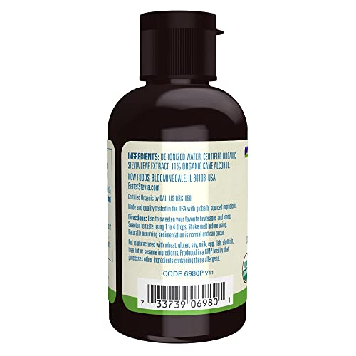 Now Foods, Certified Organic Betterstevia Liquid, Zero-Calorie Liquid Sweetener, Low Glycemic Impact, Certified Non-Gmo, 2-Ounce #TOP2
