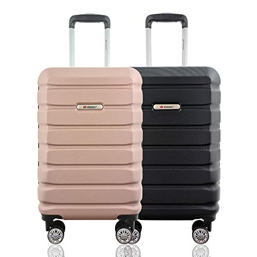 Kit Duas Malas De Bordo Rígidas 360º - Gladiador B3 (Preto e Rose Gold)