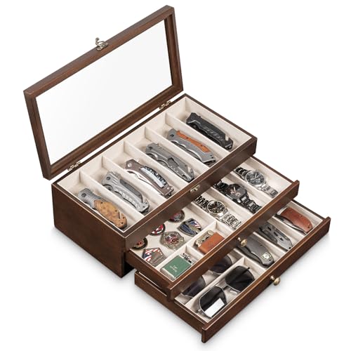 Yoimori Knives Display Box, 3-Layer Pocket Knives Box Display &