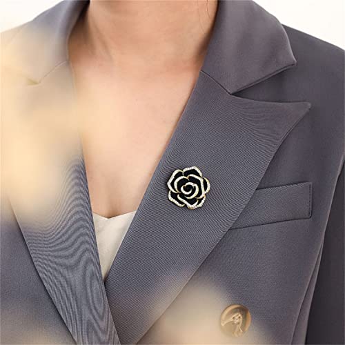 Csenyuer Golden Camellia Brooch Pins For Women, Multi-Colored Rhinestone Crystal Enamel Christmas Jewelry Gift For Girls #TOP4