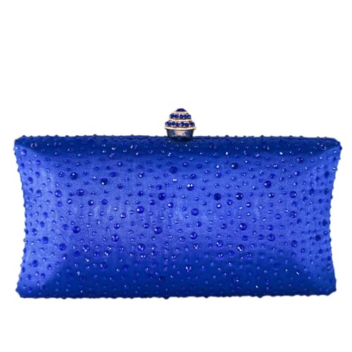 Boutique De FGG Crystal Clutch Purse for Women Formal Evening Handbags Party Rhinestone Clutch Bag Wedding Prom Clutch,Mini Blue