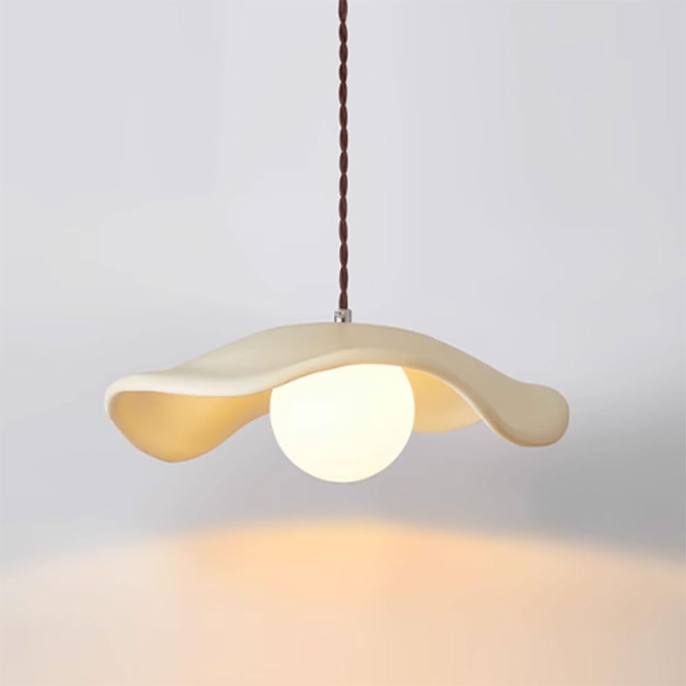 Lampa wisząca do sypialni - kolorowe lampy wiszące z żywicy kremowej, pojedynczy żyrandol z regulacją E27 - oświetlenie (czerwone) nowoczesna dekoracja kawy z mlekiem
