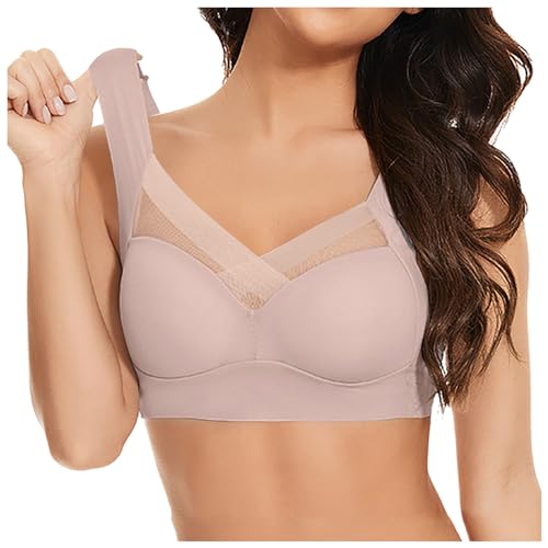 Sujetadores Postoperatorio Camiseta sin Mangas de Encaje Grande sin Tirantes para Mujer, Ropa Interior Fina con Pliegue Lateral, Sujetador Ajustable Sujetador Espalda Ancha (XXL)