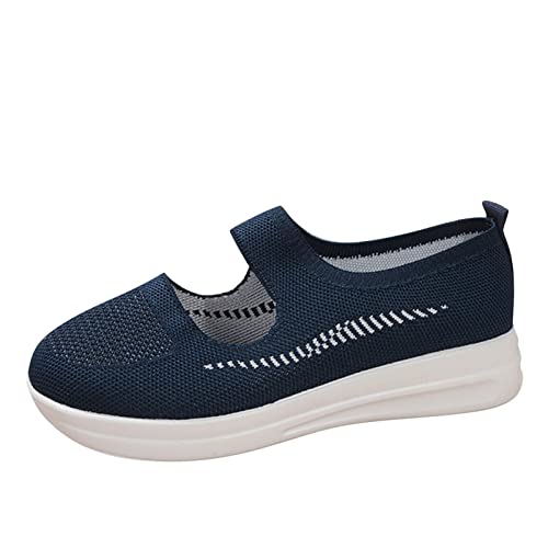 Pianshanzi Zapatos de mujer Pisa Moda Otoño Mujeres Zapatos Deportivos Fly Tejido Malla Transpirable Slip On Cómodo Fondo Plano Ligero Color Sólido Zapatos Dirndl Mujer, a, 41 EU Cover