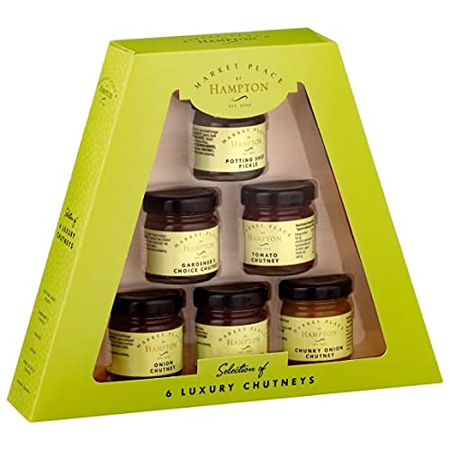 Hampton Chutney Coffret cadeau de Noël - Sélection de 6 Chutney de luxe - Idées cadeaux pour Noël, anniversaire, fête des pères, fête des mères, remerciement + carte de vœux Cover