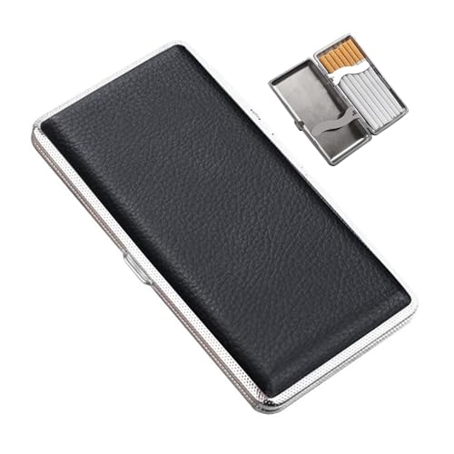 Lorxilar Étui À Cigarette Cuir Etui À Cigarettes Longue Boîte À Cigarettes pour 120mm Slim 14 Cigarettes Black,One Size