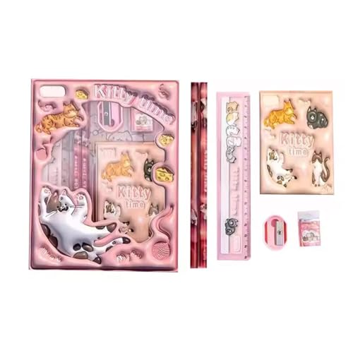 Image of Kids Stationery Gift Box | Fancy School Supplies for Children | Best for Birthday Return Gift| Combo Set with Pencils, Eraser, Scale, Sharpner & Notepad (Set of 6)