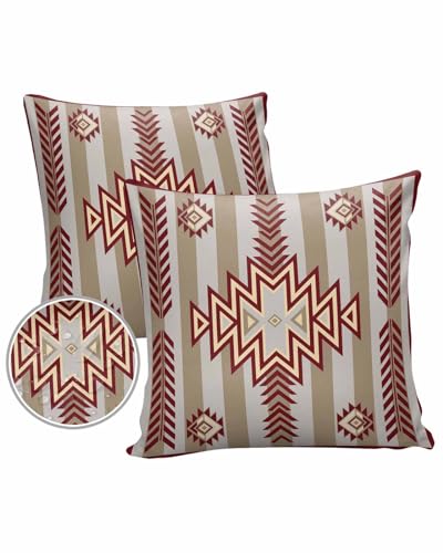 Brown Southwestern Outdoor Pillow Covers Waterproof,All Weather Cushion Case Set of 2 Decorative Pillowcases for Sofa Couch Bed Decor Patio Furniture 20