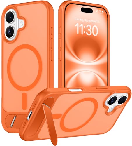 Image of Magnetic Compatible with iPhone 16 Plus Case, [Built-in Invisible Kickstand][Compatible with MagSafe][Military Grade Shockproof] Slim Translucent Matte Phone Case for iPhone 16 Plus 6.7 inch