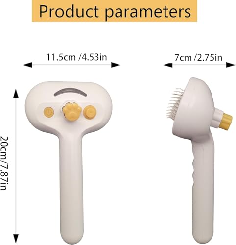 Image of Self Cleaning 3 in 1 Pet Brush - Cat & Dog Brush for Shedding, Steam Cleaning, Spray, White