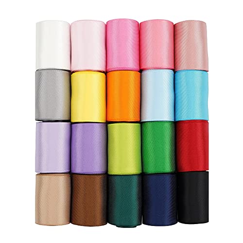 Huihuang 1-1/2 Inch Silk Satin Ribbon Assortment Colored Hair Ribbon For Sewing Gift Wrap Double Face Solid Satin Ribbon For Crafts, Hair Bows 20 Colors With 2 Yards Each, Total 40 Yards Per Package #TOP2