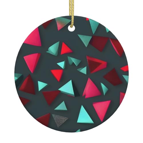 Patrón triangular impreso para árbol de Navidad, adornos de cerámica, decoración navideña, colgante único para fiesta de Navidad