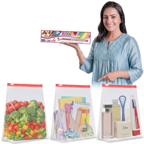 Image of Shalimar Zip 'N' Slider Bags | Large (30.5 cm X 35.5 cm) | Pack of 30 Bags | Ziplock /Multi-Purpose Storage Bag | Reusable & Reclosable with Slider Lock | Color - Natural