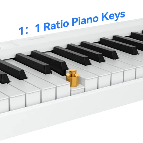 Finger Dance 88 Key Keyboard Digital Piano Full Size Upgrade Imitation Wood Texture Keyboard Grain Touch Sensitive 88 Key Weighted Keyboard With Bluetooth Midi For Beginners - Pearl White #TOP3