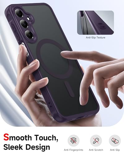 LeYi for Galaxy A16-5G Phone Case: Compatible for Samsung Galaxy A16 5G Case with Screen Protector, [Magnet Fit] Matte Translucent Soft-Touch & Full Body Shockproof Funda para A 16, Purple - image 2
