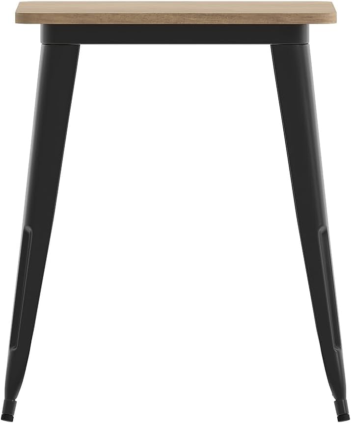 Flash Furniture Declan Commercial Outdoor Dining Table, All Weather Poly Resin Top with Steel Base, 23.75" Square, Brown/Black