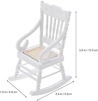 Vista 7 de TOYANDONA 2 sillas de madera para casa de muñecas, modelo de casa de muñecas de Navidad 1:12, mini casa de muñecas mecedora de madera para casa