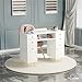 OmySalon White & Gold Accent Nail Desk for Nail Tech, Manicure Table with Electric Dust Collector, Storage Drawers & Wrist Cushion, Acetone Resistant for Salon and Home Nail Station