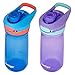 Contigo Jessie Kids Water Bottle Leak-Proof Lid 14oz Dishwasher-Safe Fits Most Cup Holders 2-Pack Blue Poppy/Coral & Amethyst/Jade
