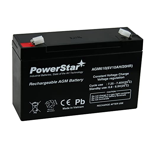 Powerstar 6 Volt 10 Amp Hour Battery 6V 10Ah Sealed Lead Acid Sla Rbc52 Tripplite Ub6120 #TOP23