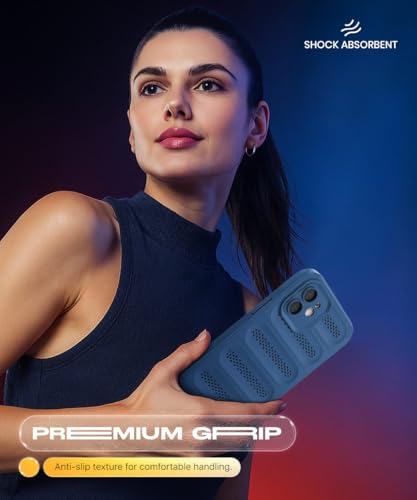 Image of WOW IMAGINE Ultimate Silicone Back Cover Case for iPhone 12 | Heat Dissipation Thin Soft TPU | 360 Camera Protection | Breathable Cooling Holes - Deep Blue