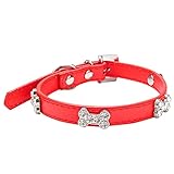 Cadena de hueso de mascota con diamantes de imitación brillantes para perros pequeños y medianos (D, M)