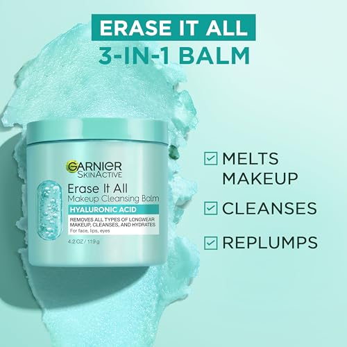 Garnier 0603084087389 Erase It All Makeup Cleansing Balm With Hyaluronic Acid, Replumping Facial Cleanser And Makeup Remover thumb #1