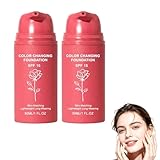 Foundation Korean,2026 Color Changing Foundation Korean,Skin Tone Adapting Liquid Foundation for Women Self Adjusting Natural Finish, Blurs Imperfe Korean Makeup for All Skin Types (2PC)