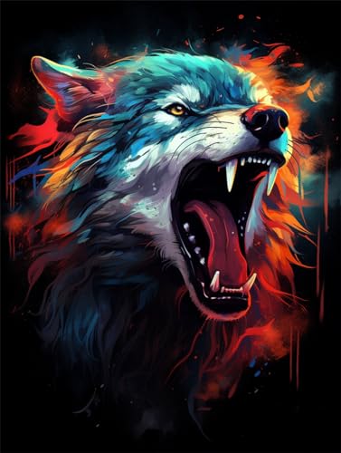 Kit broderie de perles loup COKYIS point de croix complet 40x50cm