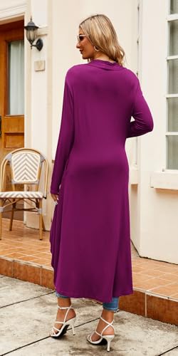 Image of Newchoice Womens Long Cardigan Summer Casual Draped Open Front Lightweight Long Sleeve Cardigan Duster with Pockets