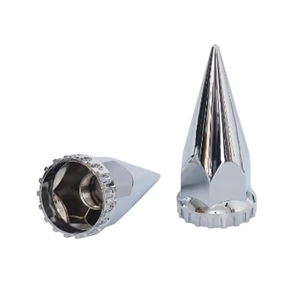 33mm by 4 3/4in Thread on Chrome Spike Nut Cover Caps ABS Plastic Anti-Rust M22X1.5 Thread Size Lug Nut Covers for Semi Trucks (Pack of 20) by RUYUDESHUI - Image 5