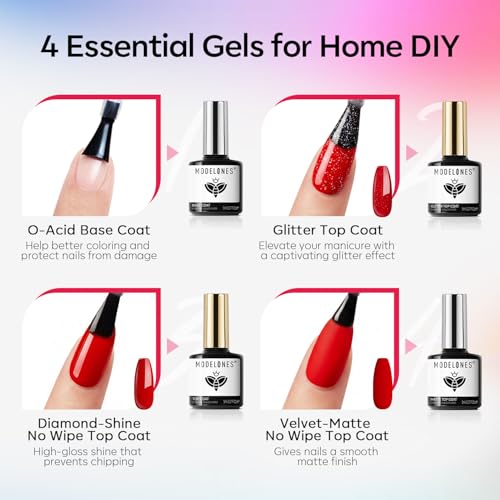 Image of modelones Cat Eye Gel Nail Polish Set Glitter Sparkle 32PCS 28Colors