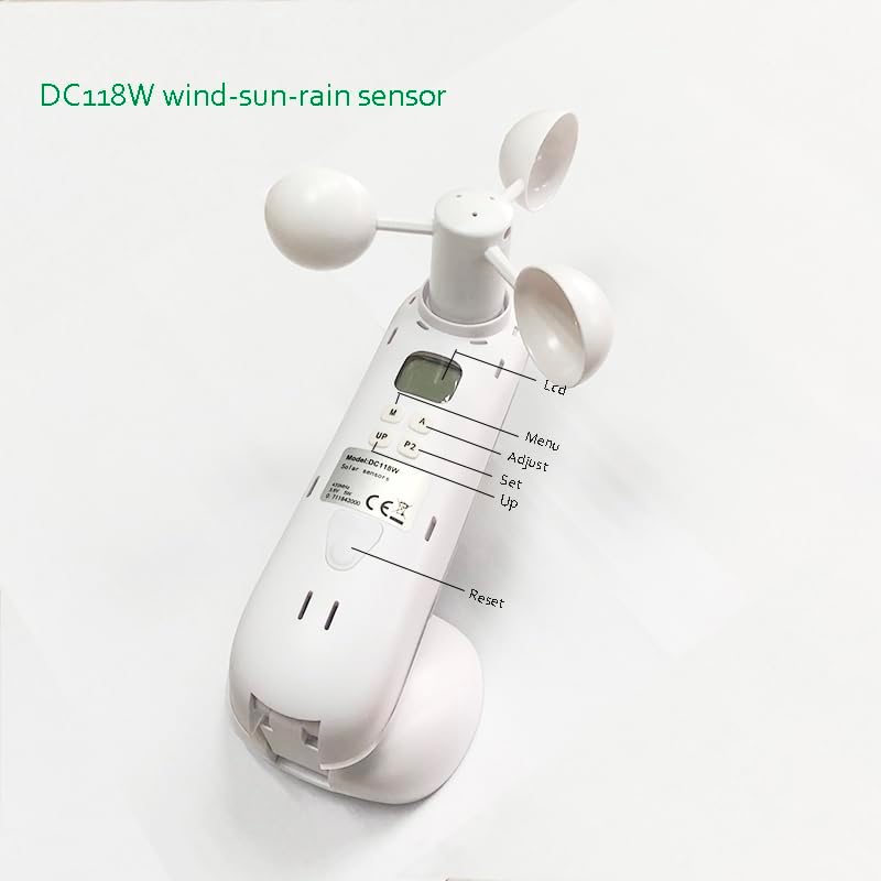 Diagram showing DC118W sensor communicating wirelessly with a tubular motor and a single-channel emitter DC1600