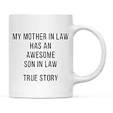 Cadeau drôle de Tasse de café de Gag, ma Belle-mère a Un Beau-Fils génial, Histoire Vraie, Meilleur Anniversaire Unique, Noël, Tasse de thé en céramique de coéquipier de collègue 11 OZ