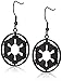 Star Wars Jewelry Imperial Symbol Stainless Steel Black IP Dangle Drop Earrings
