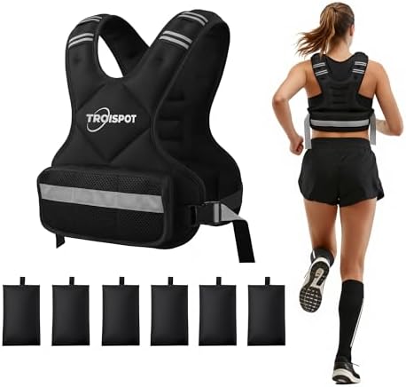 Weighted Vest, 11-20LB Weight Vest with Reflective Stripe, Body Weight Vest with Back Mesh Pocket for For Women & Men, Home Gym & Outdoor Strength Training
